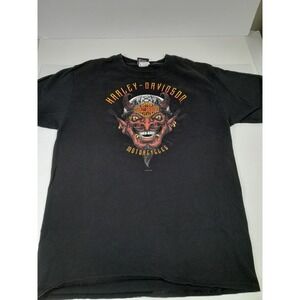 Vtg Harley Davidson Sz M  Black T-Shirt Demon Face Panama City Fl.